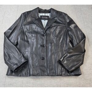 Wilsons Leather Women's Black Smooth Leather Button Up‎ Lined Coat Size XL